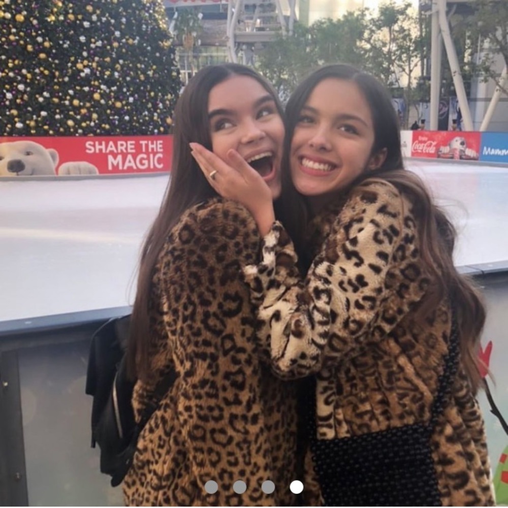 Leopard print faux fur coat size S